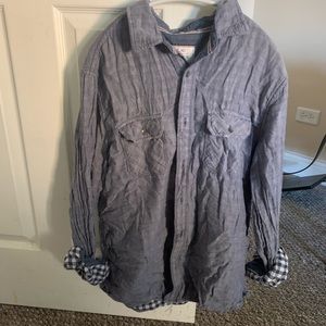 Flag and Anthem button down shirt. Blue. Large